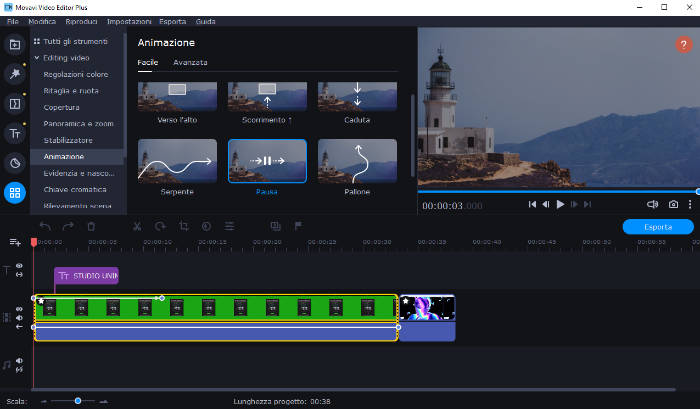 interfaccia di Video Editor Plus 2021